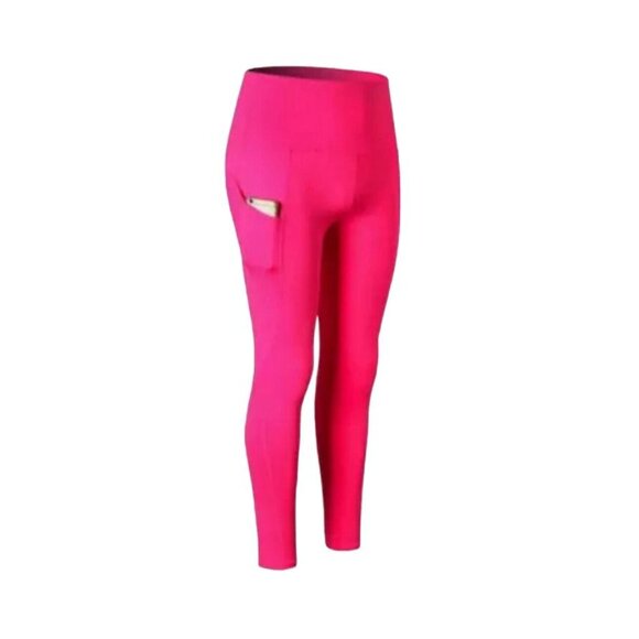 ⭐Women Sport Legging High Waist Sz M Shaping Soft & Comfy PINK 2 POCKETS Gym New - Picture 1 of 6